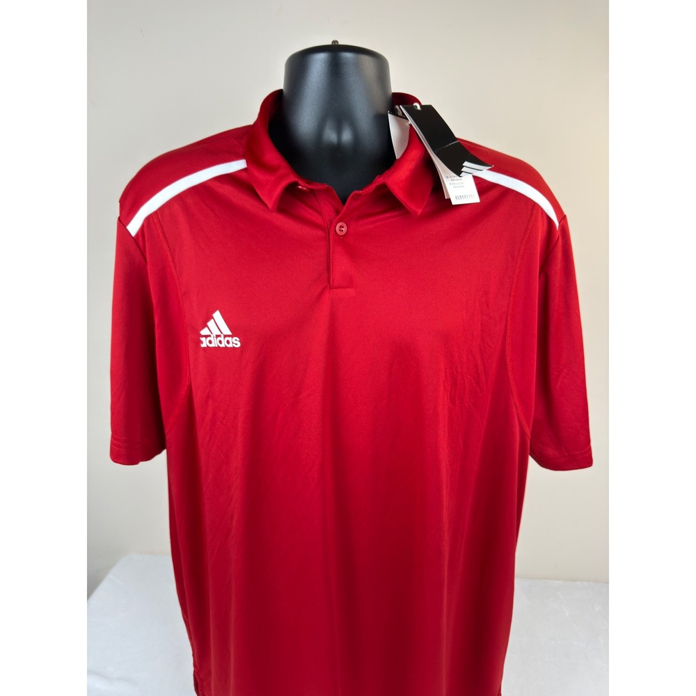 Adidas Mens Aeroready Performance Polo Shirt Red White HS8920 2XL New
